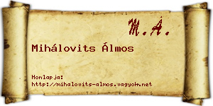 Mihálovits Álmos névjegykártya
